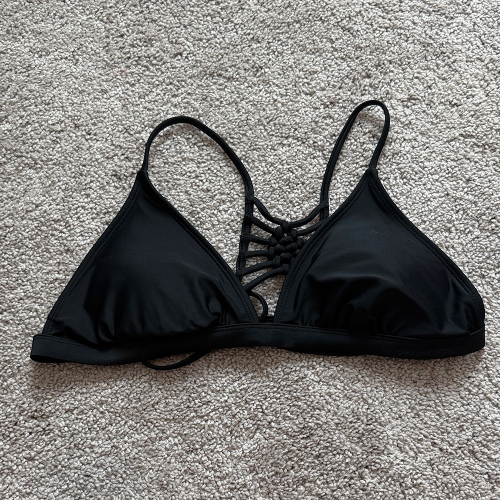 Black Strappy Bikini Top - Size Large